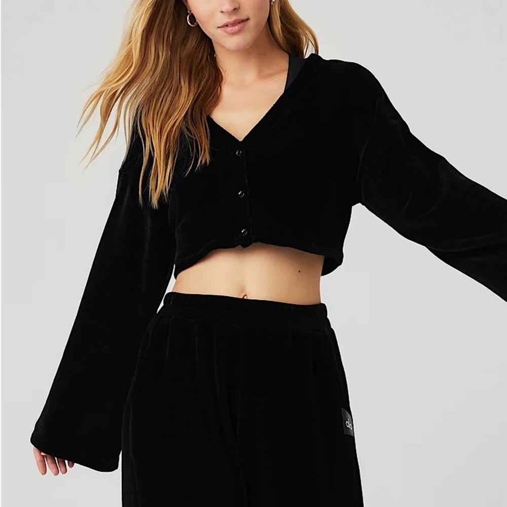 Alo Chenille Chalet Cardigan Black Size Small